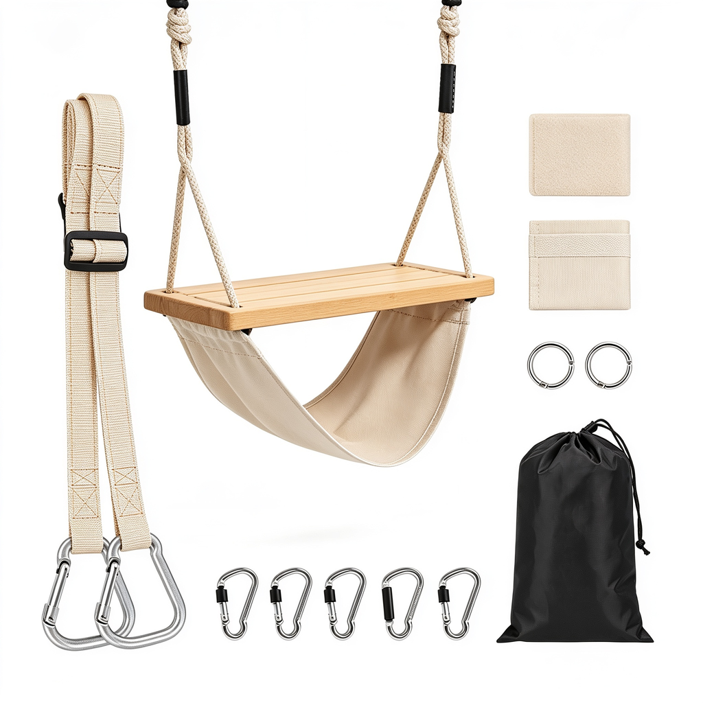 Dwellora 900KG Schaukel- und Hängematte-Befestigungssatz - All-Inclusive 2er-Set | 150cm x 5cm Hängemattengurte | Inklusive Karabinern, D-Ringen, Aufbewahrungstasche und Baumschutzpolstern